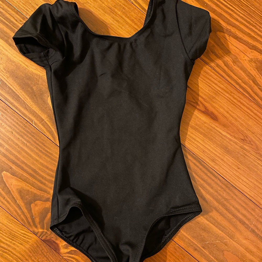 Short Sleeve Black Kids Leotard